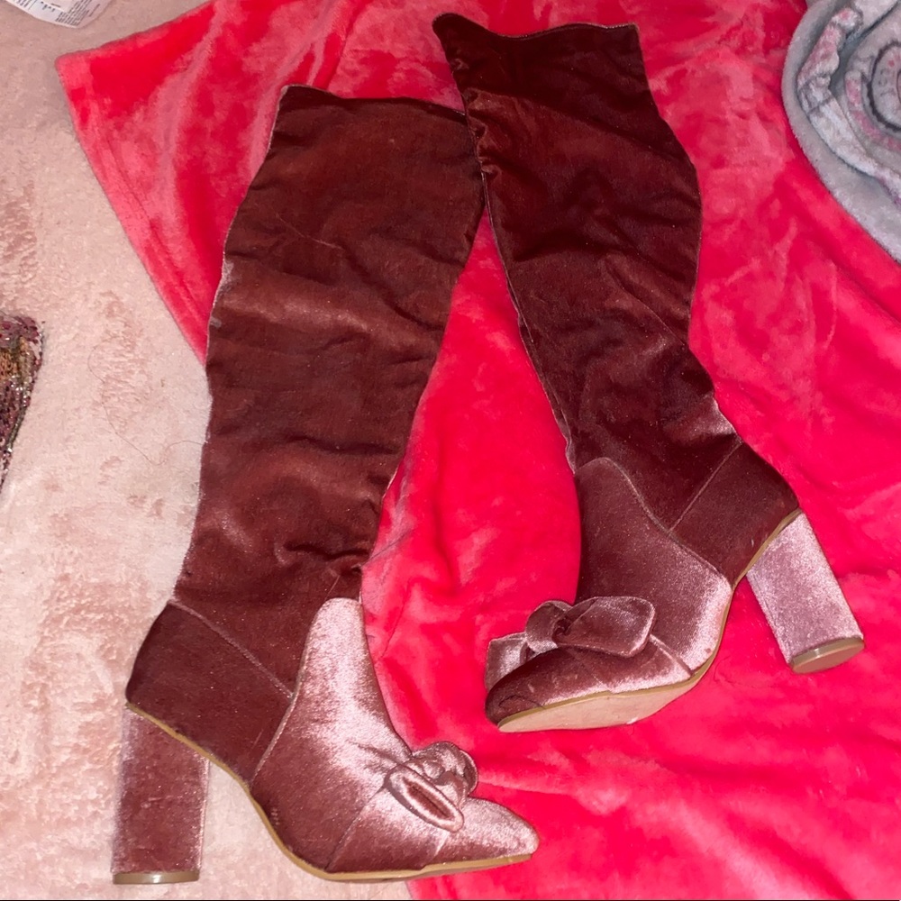 Pink Bow Heeled Boots